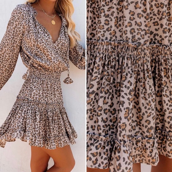 Cheetah Print Ruffle Dress - Picture 5 of 6